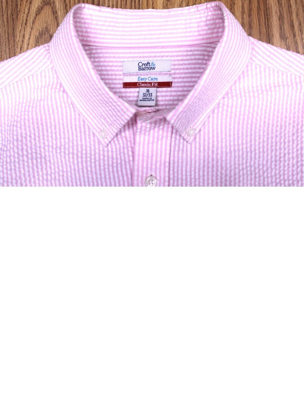 CROFT & BORROW SEERSUCKER CLASSIC FIT COTTO/POLY SHIRT PINK Sz 16 | LARGE, L